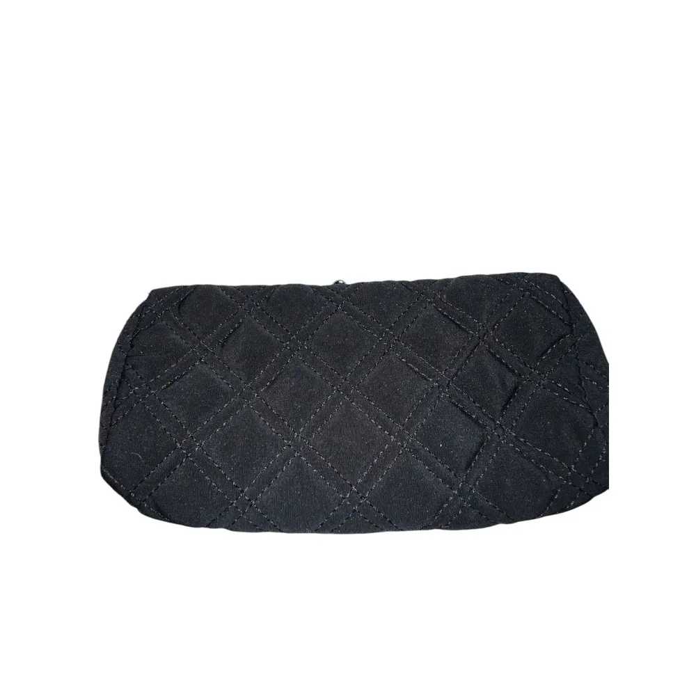 SOLD Vera Bradley Black Quilted Kiss Lock Wallet Sample ID Window Floral Lining - Picture 2 of 11